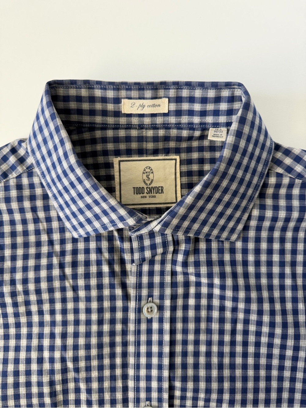 Todd Snyder NYC New York 2 Ply Button Casual Dress Shirt Gingham Check 16.5 XL